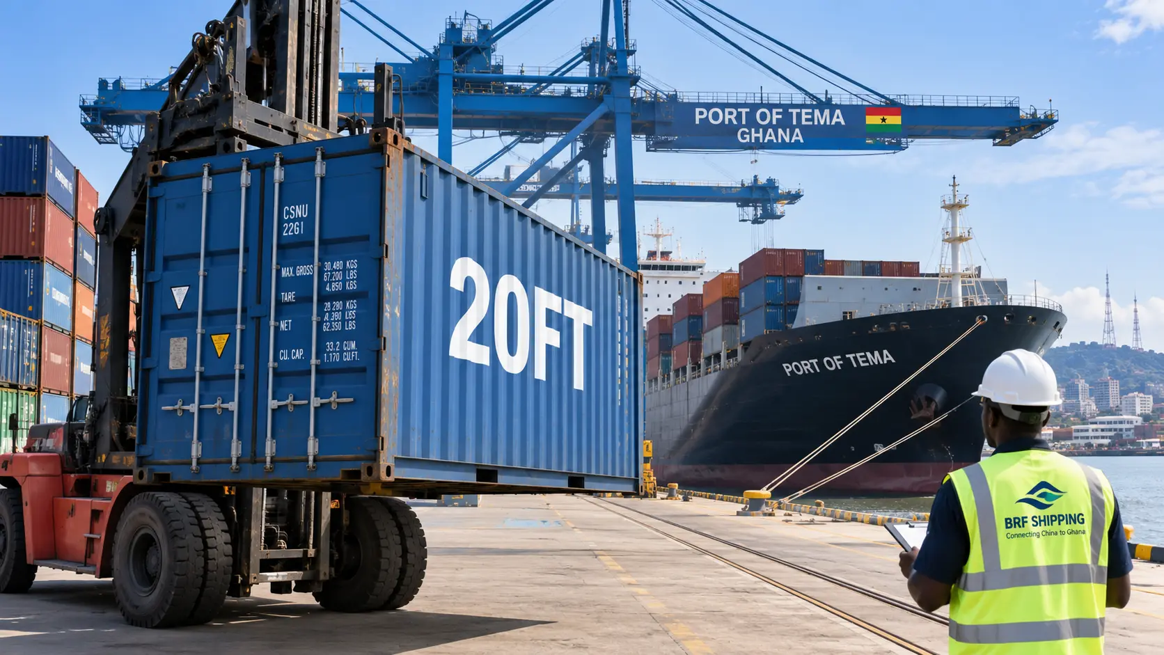 20ft Container Shipping Cost from China to Ghana