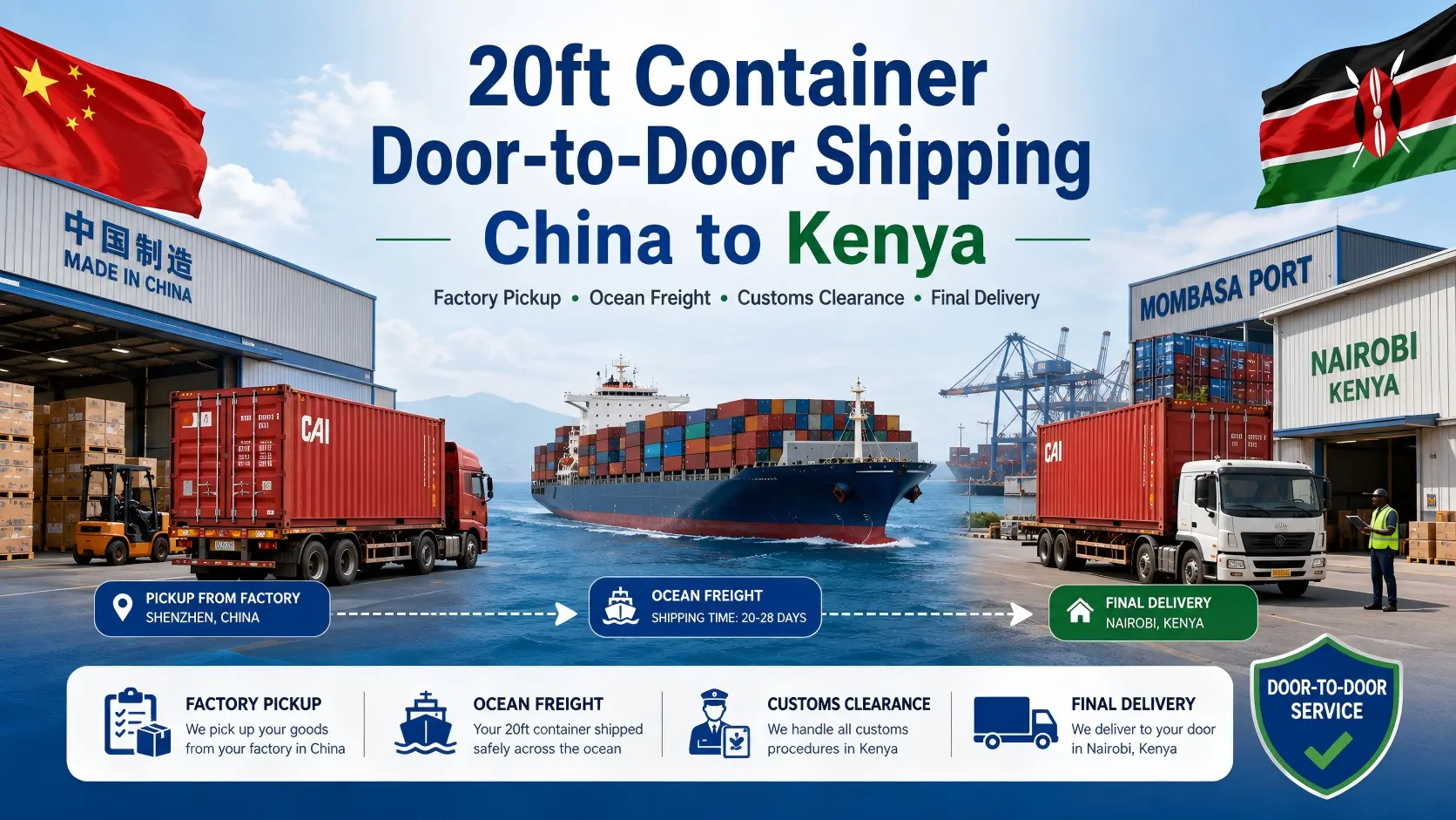 20ft Container Shipping Cost from China to Kenya